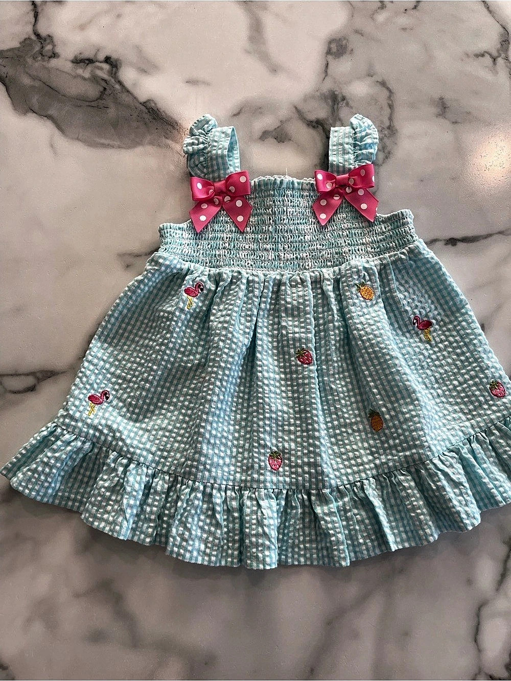 Rare Editions Flamingo Summer Dress and Bloomer Set 12M